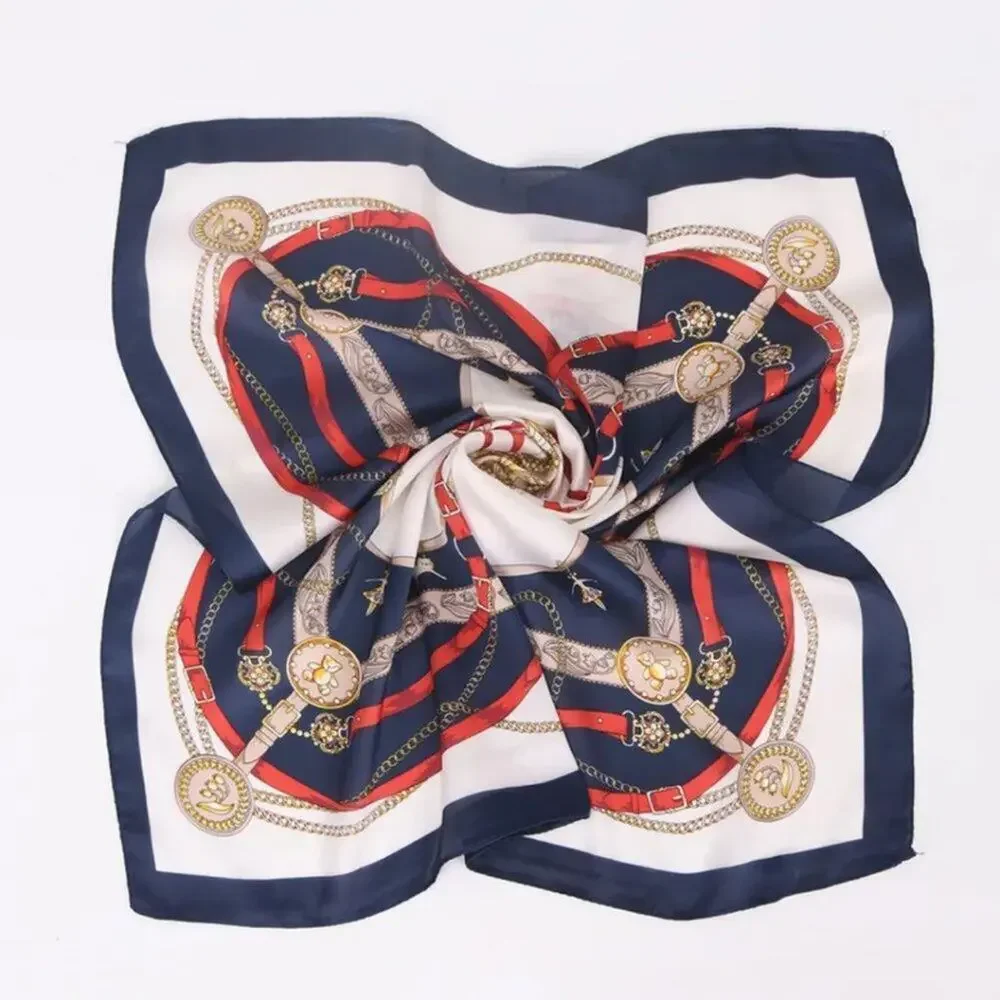 2/$30 NEW Cream Red Blue Nautical Antique Gold Baroque Printed Fashion Scarf